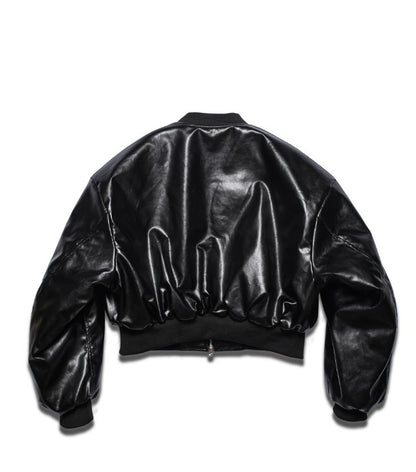 Dominic Vegan Leather Cropped Bomber Jacket
