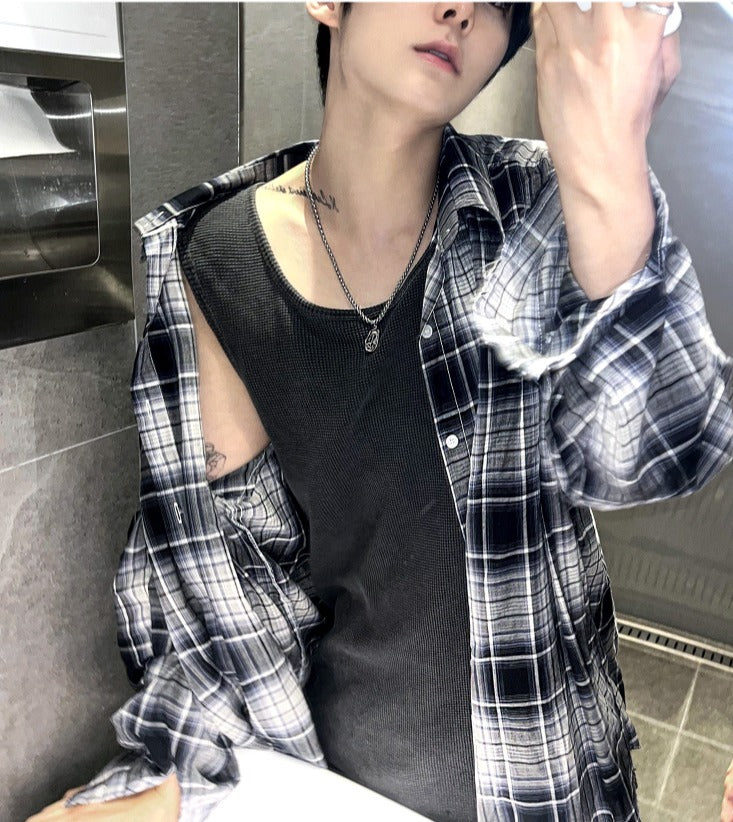 summer check board cutting shirts