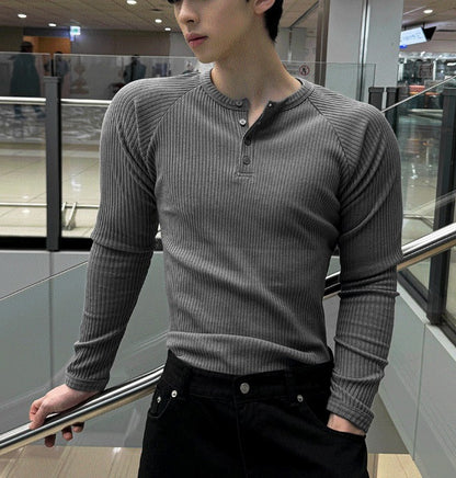 Muscle Fit Raglan Ribbed Knit