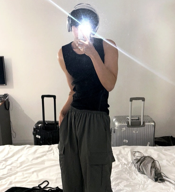Muscle fit side stitch ribbed sleeveless for inner wear