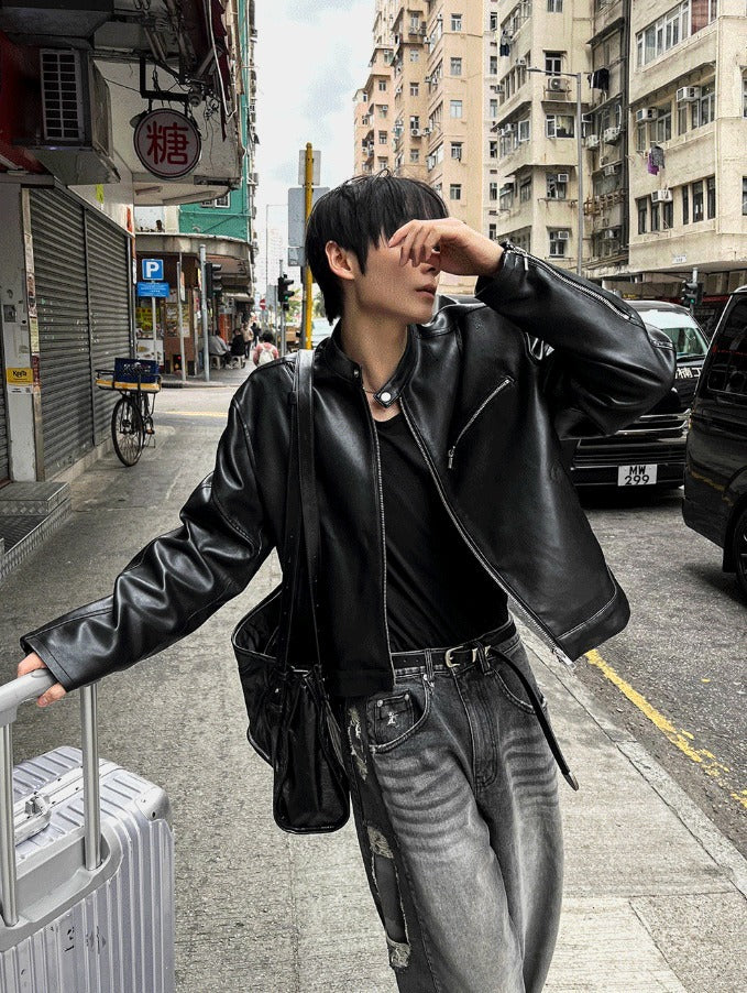 Premium Crop Leather Jacket