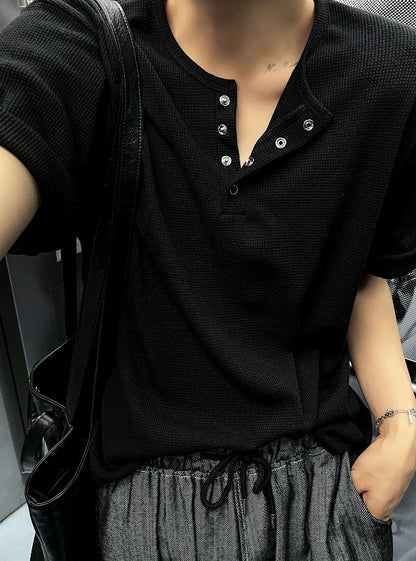 Rashcan Waffle Henley Neck Short Sleeve