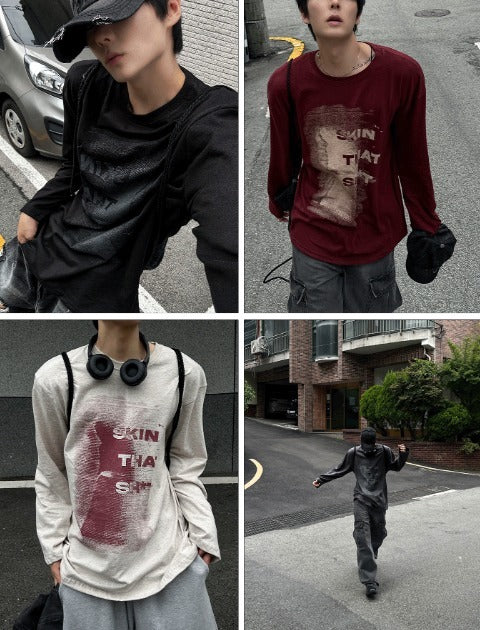 Secret Printing Long Sleeve Loose Fit T-shirt