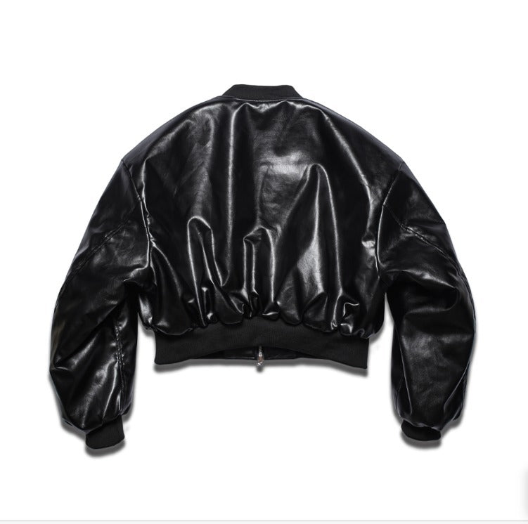 Dominic Vegan Leather Crop Aviation Jumper