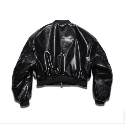 Dominic Vegan Leather Crop Aviation Jumper