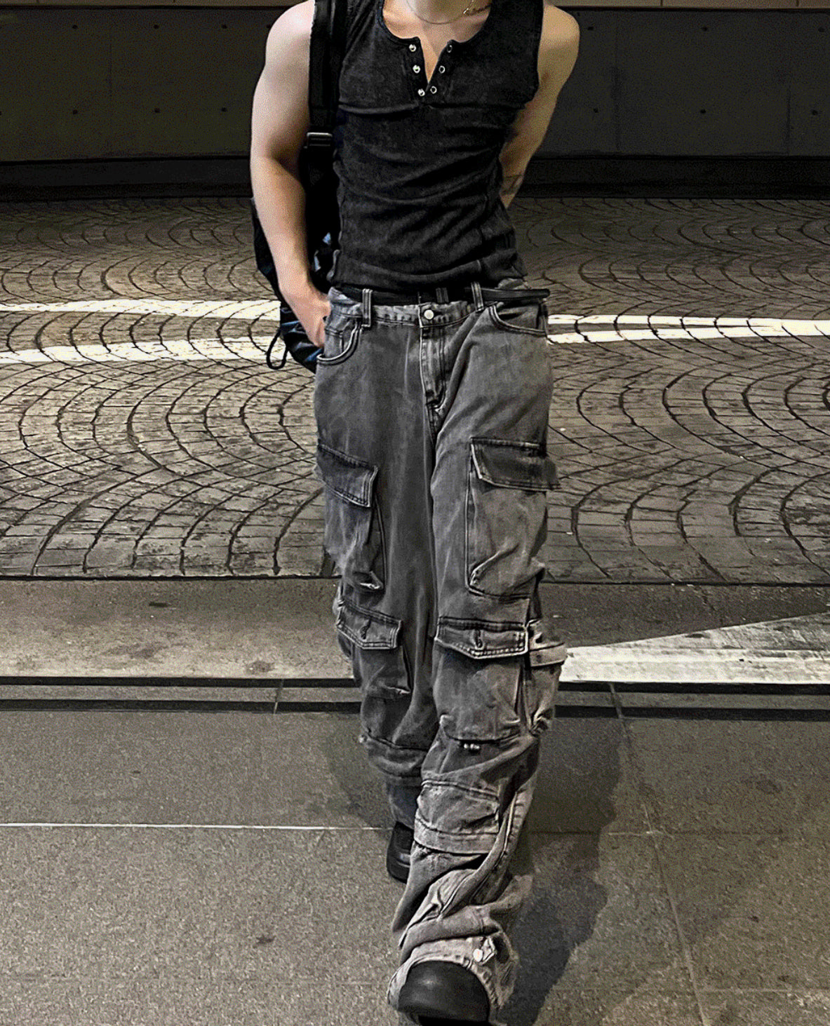 Featherlight Longline Cargo Carpenter Wide Denim