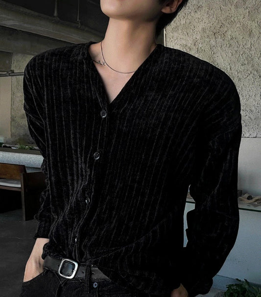 Beloa Ribbed V-Neck Cardigan