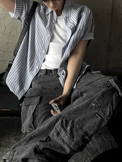 Ale Stripe Linen Short Sleeve Shirt