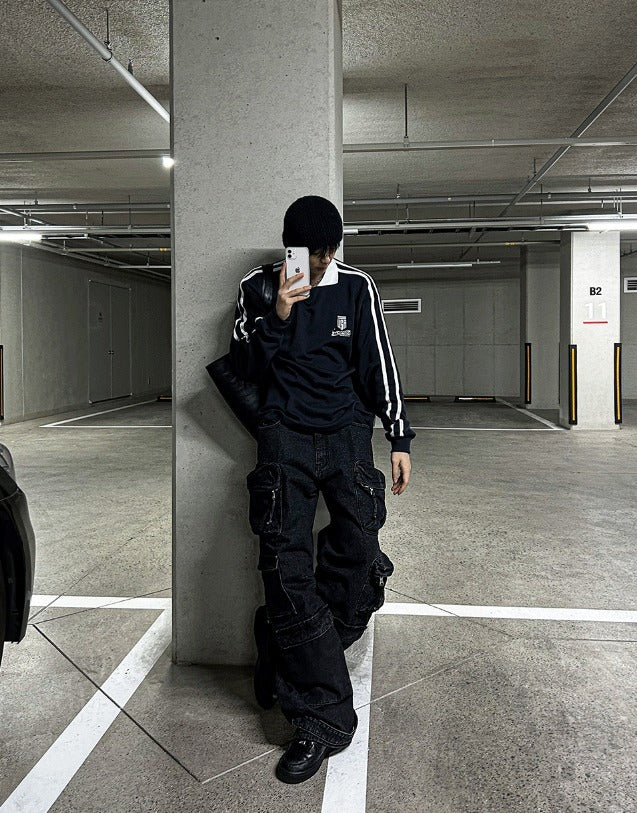 multi pocket cargo denim pants