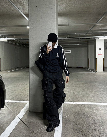 multi pocket cargo denim pants