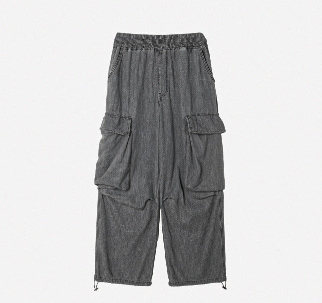 Summer Cool Cargo Banding Denim Pants