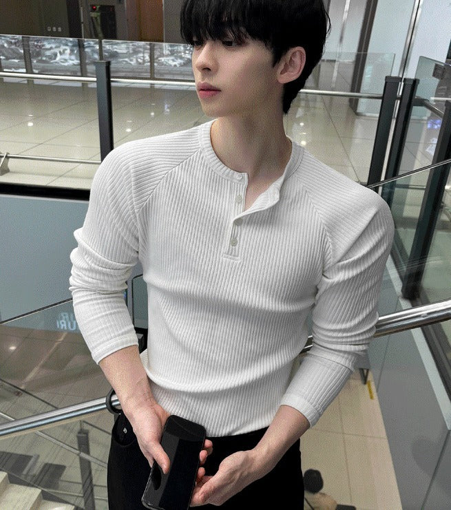 Muscle Fit Raglan Ribbed Knit