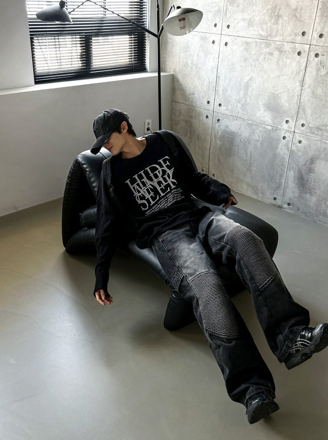 dope lettering knit long-sleeved