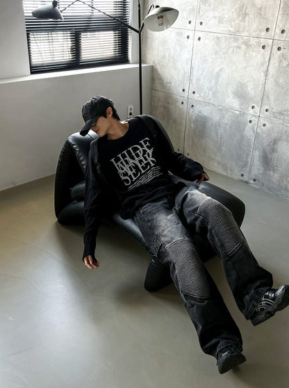 dope lettering knit long-sleeved