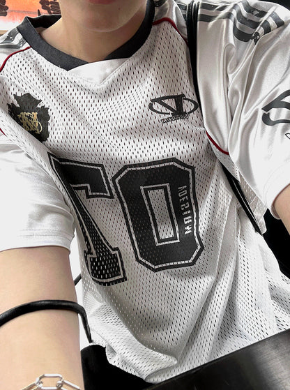 Matte Black & Silver White Track Short-Sleeve Tee