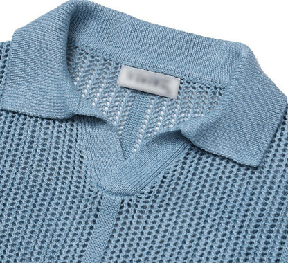 Open Collar Mesh Knit