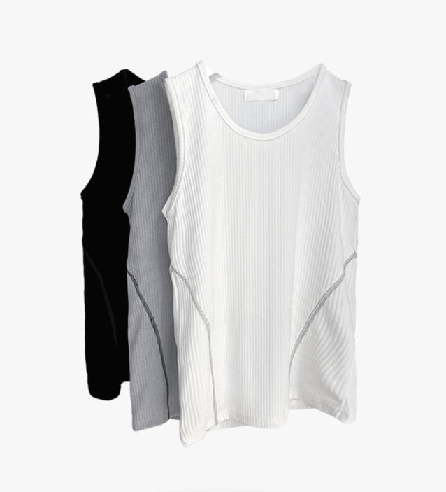 Muscle fit side stitch sleeveless shirt