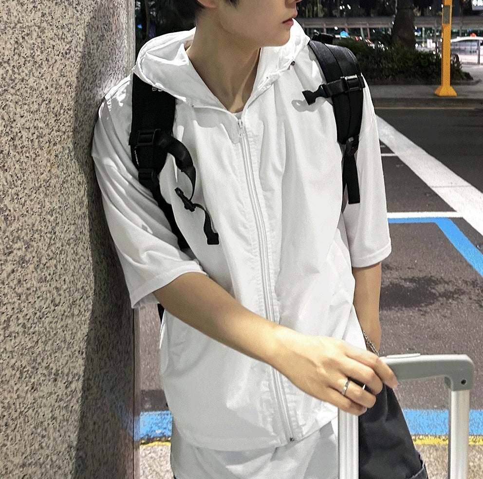 crop nylon hooded vest