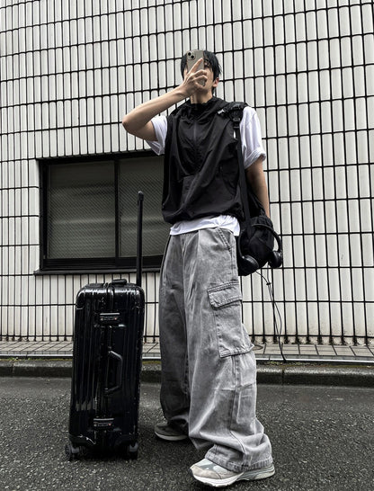 Pigment Balloon stitch Cargo Denim Pants