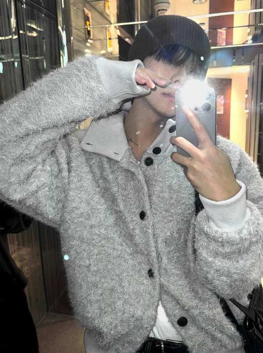 Mohair High Neck Cardigan