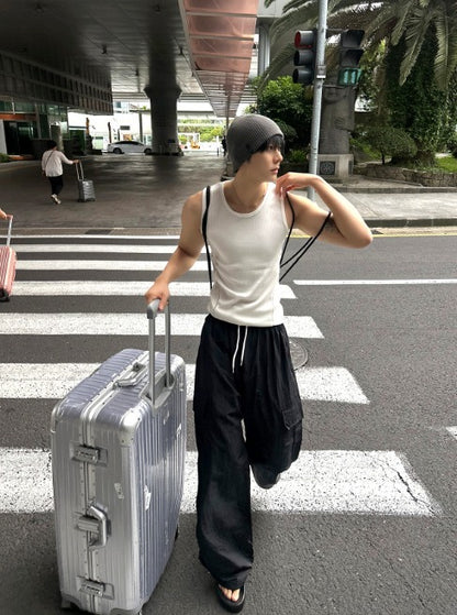 nylon cargo string pants