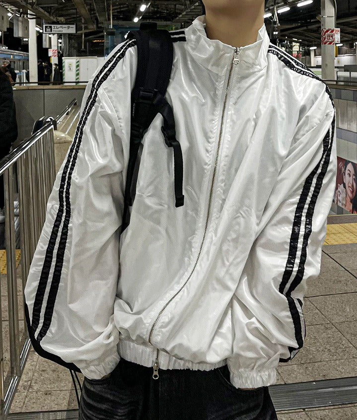 glossy track windbreaker
