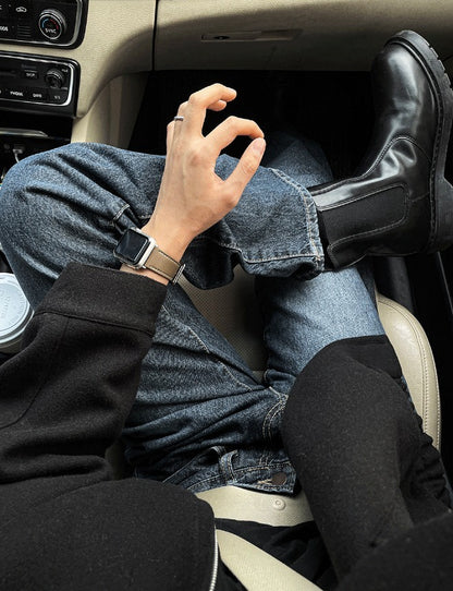 Black Marble chelsea boots
