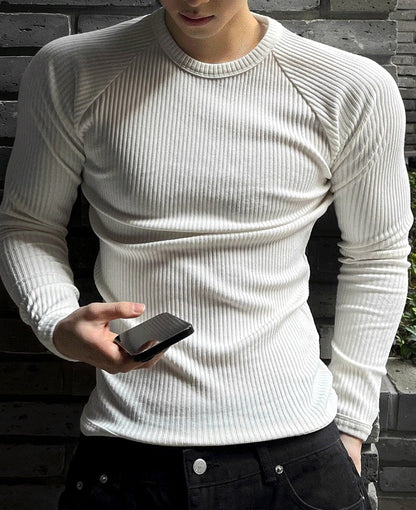 Muscle Fit Raglan Ribbed Knit