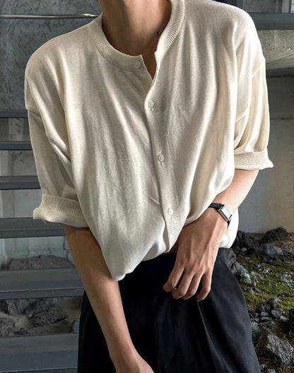 Summer Round-Neck Short Sleeve Cardigan