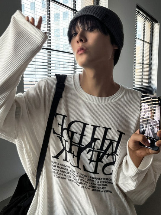 dope lettering knit long-sleeved