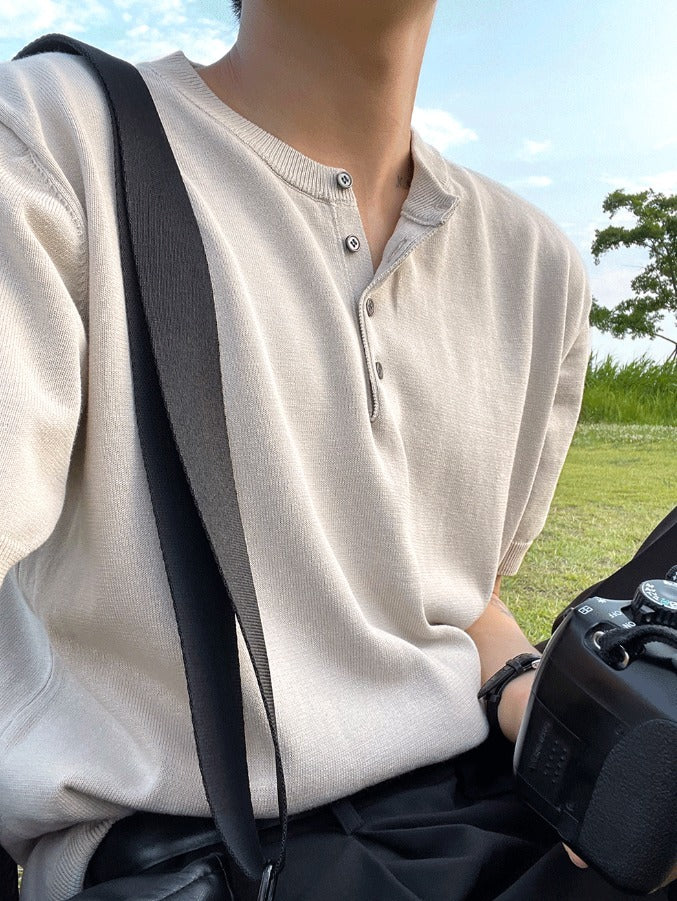 Cooling Linen Henley Short Sleeve