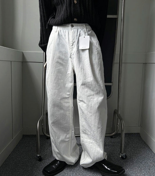 slob white wide denim pants