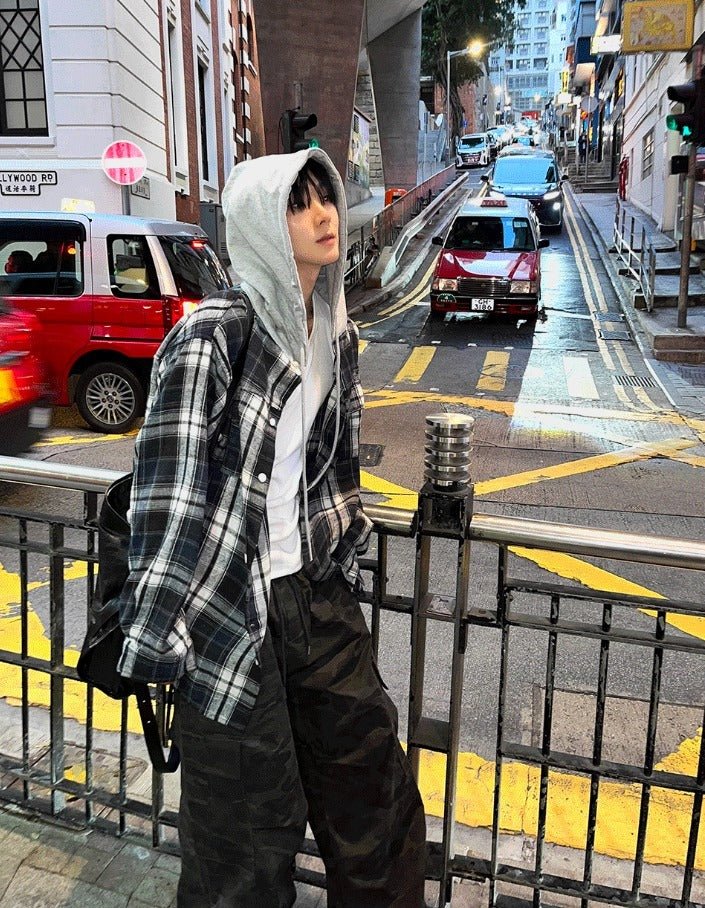 Western Checkered Hooded Shirt