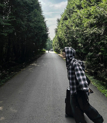 shea hooded checkered shirt