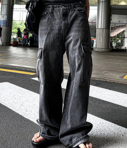 New Jeans Wide Cargo Pocket Denim Pants