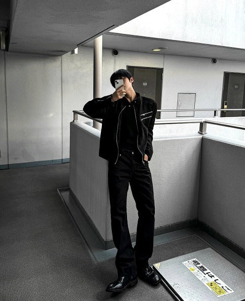 Black Semi-Wide Denim