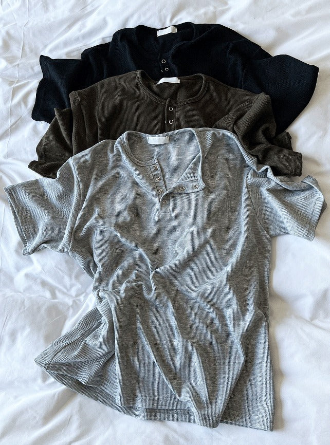 Rashcan Waffle Henley Neck Short Sleeve