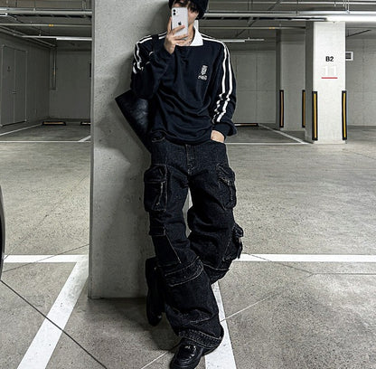 multi pocket cargo denim pants