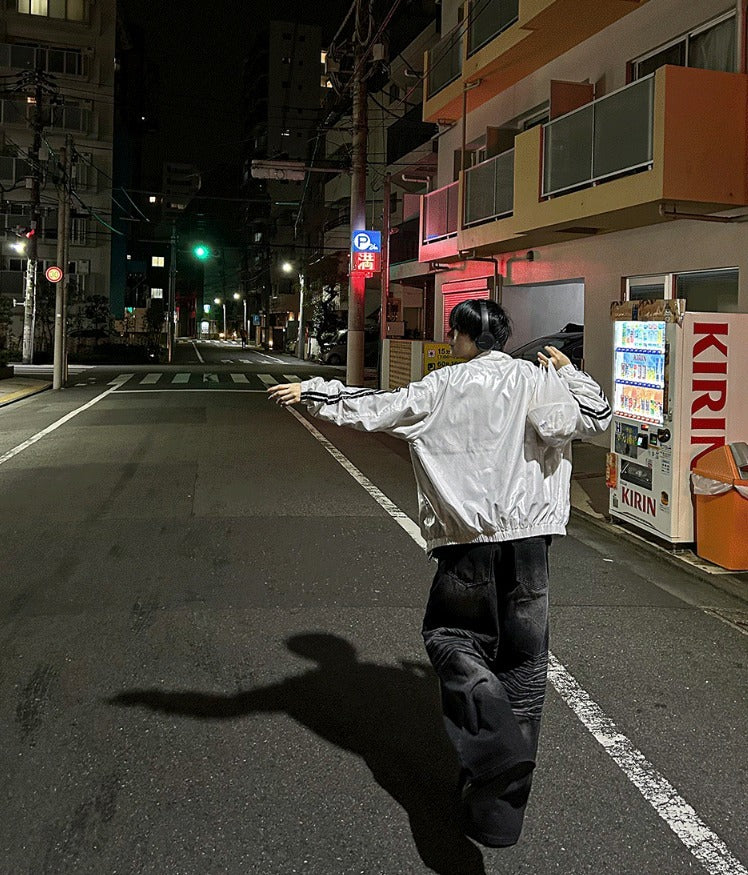 glossy track windbreaker