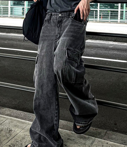 New Jeans Wide Cargo Pocket Denim Pants