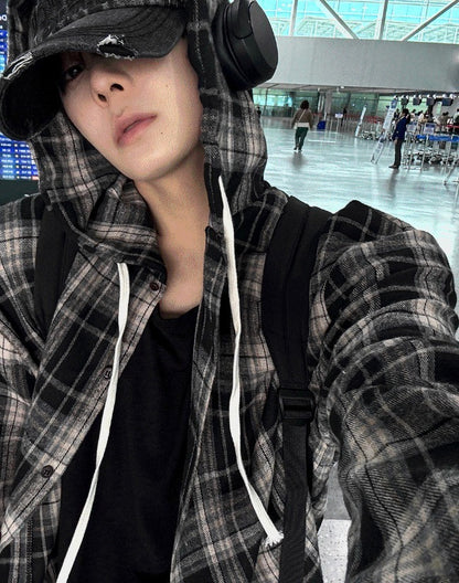 Hip Check Dark Color Hood Shirt