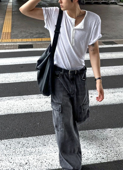 New Jeans Wide Cargo Pocket Denim Pants
