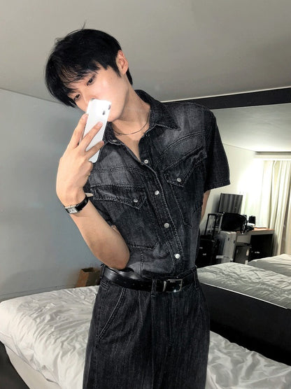 Cool Washing Pintuck Linen Denim Pants