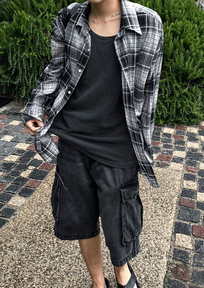 summer check board cutting shirts