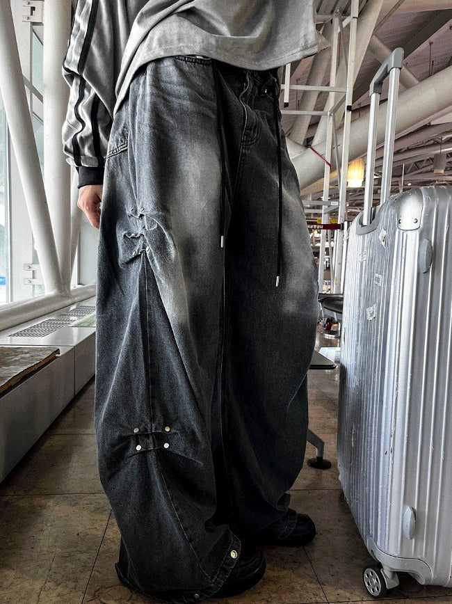 Riveted Pleated Denim