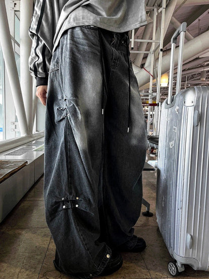 Riveted Pleated Denim