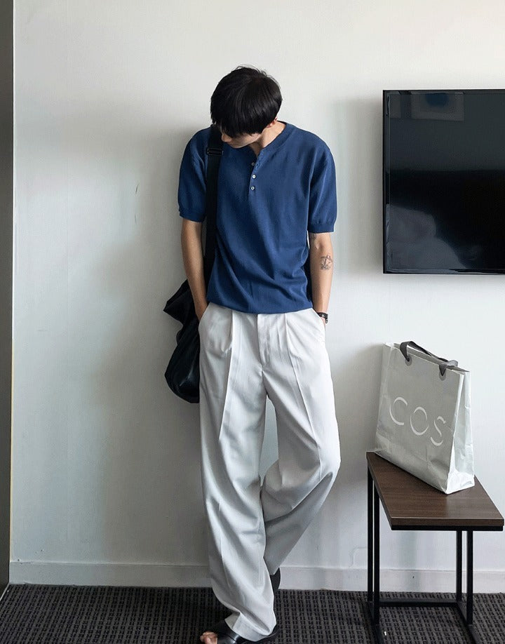 Cooling Linen Henley Short Sleeve