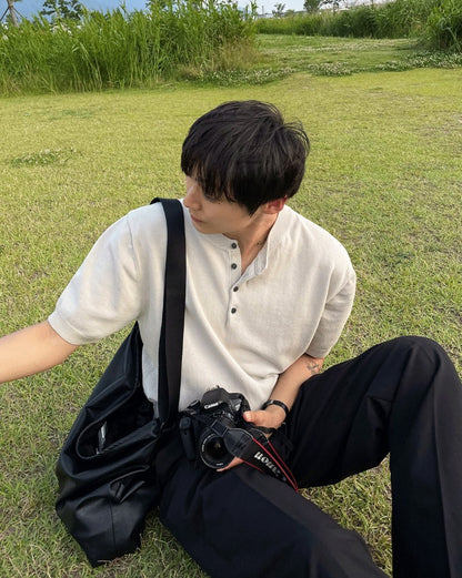 Cooling Linen Henley Short Sleeve
