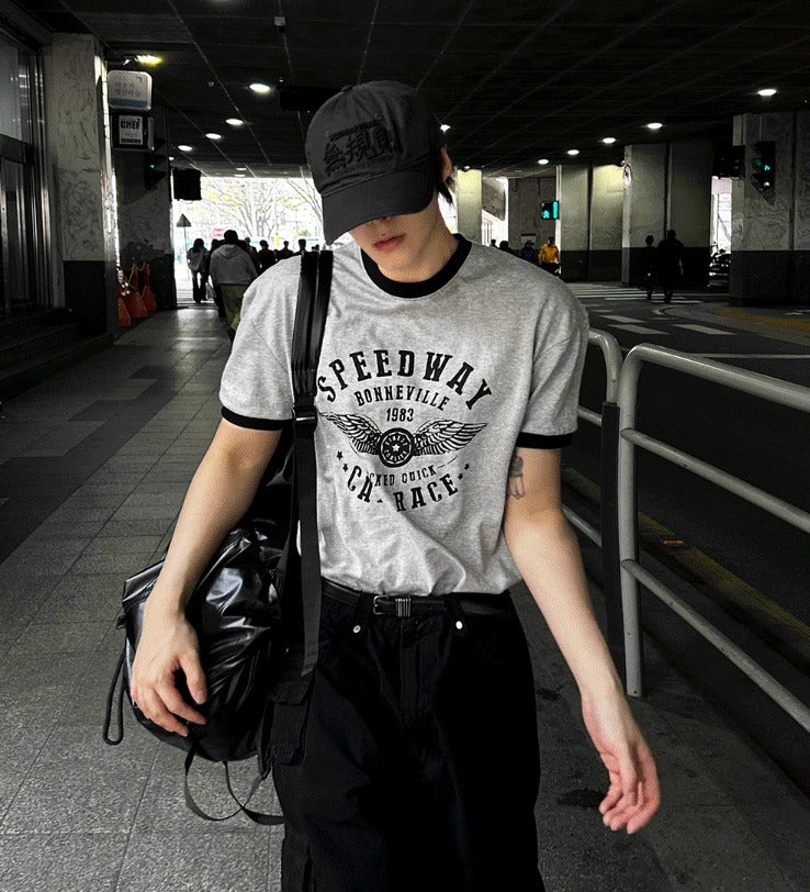 Printed Ringer Short-Sleeve Tee