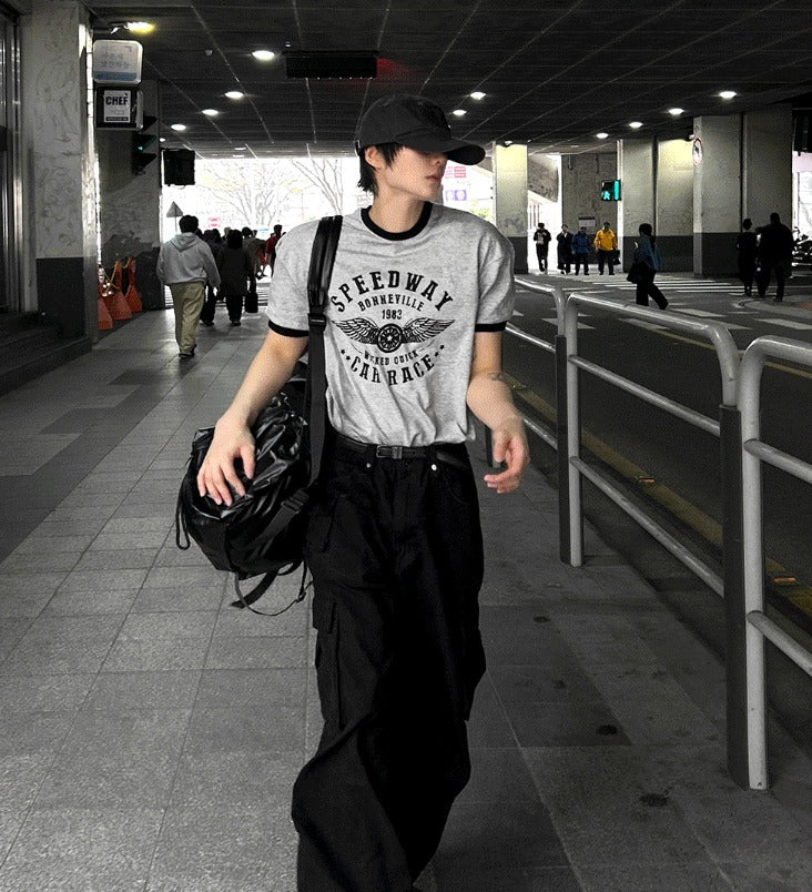 Printed Ringer Short-Sleeve Tee